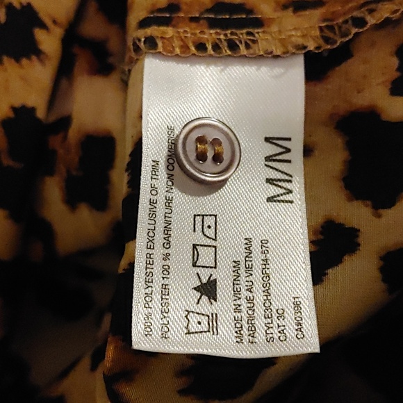 Alfred Sung Brown Leopard Print Button Up Top ~ Size M - Picture 8 of 8
